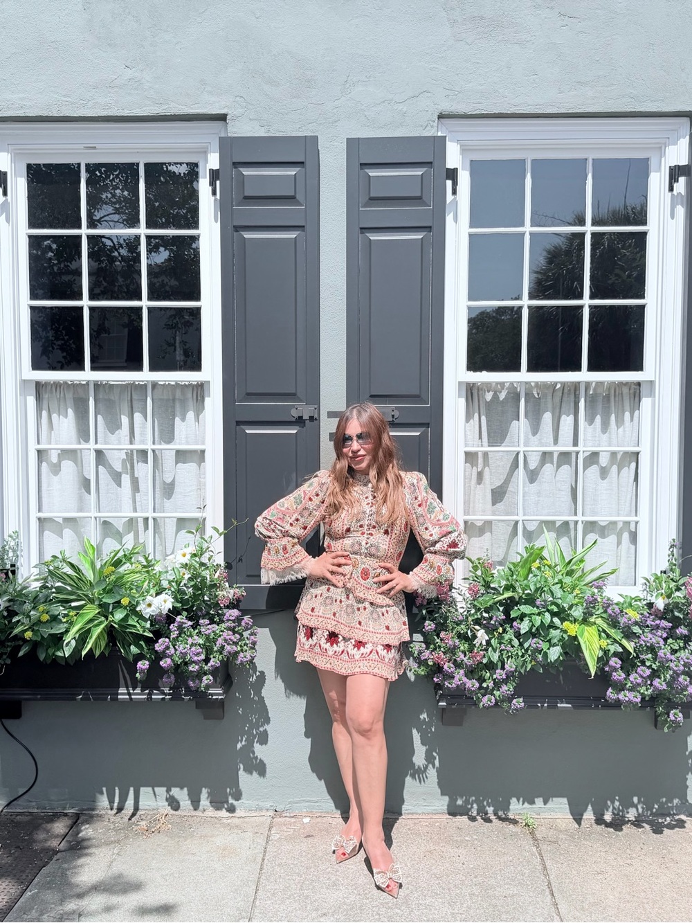 Alice + Olivia Pink Floral Embroidered Long-Sleeve Mini Dress
